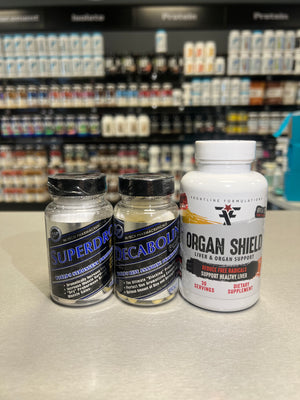 Hi-Tech and Frontline Formualtions Strength Stack with Organ Shield Acquire Hard, Dry & Striated Lean Muscle Mass Easy to Stack with other Prohormones for Maximum Gains Helps Increase Strength for Mass Building Cycle DecaBolin® is orally active, extremely