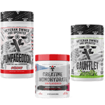 Load image into Gallery viewer, Frontline Formulations Gauntlet Pumpageddon Creatine Monohydrate Stack Gauntlet is quickly becoming one of the most sought after mid stim pres on the market! -boasting 275mg of caffeine combined with 50mg of astragin for almost instant absorption!-300mg o