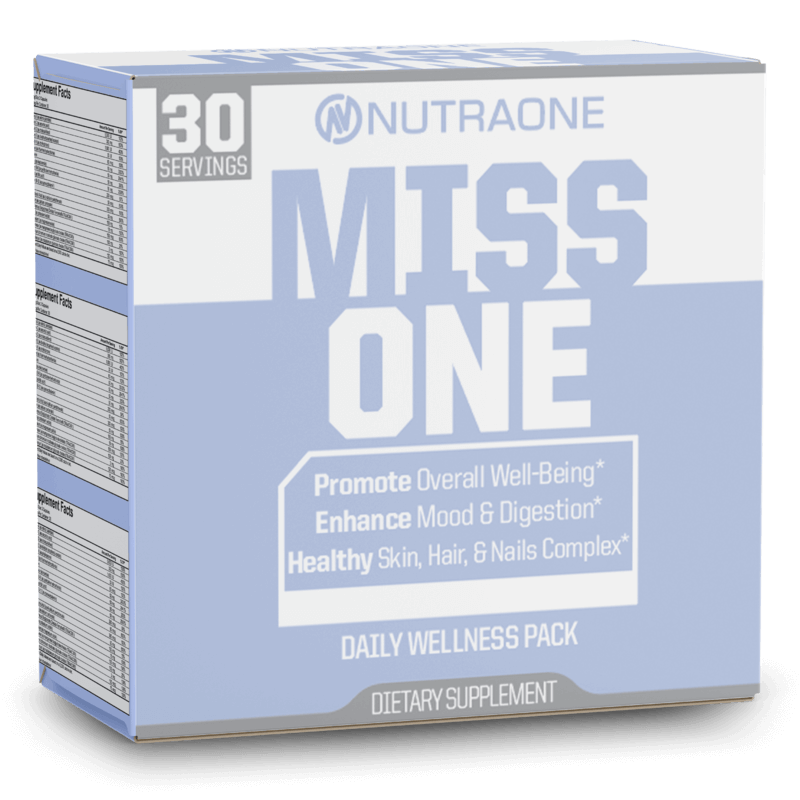 Miss One Vita Pack WOMEN'S DAILY WELLNESS PACK MissOne is a conveniently packaged, all-in-one comprehensive vitamin and supplement regimen. MissOne supports a healthy immune system, provides essential nutrients, improves bone health, and reduces iron defi
