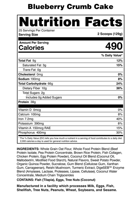 Anabolic Warfare Meal Replacement Protein Meal Replacement Protein is a whole food protein blend heavily inspired by the Meals Ready to Eat rations used by the military. Each serving is packed with 38g of high-quality dairy-free protein along with essenti