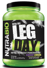 Load image into Gallery viewer, Nutrabio - Intra Fuel - Leg Day If you spend your gym time texting on the squat rack, Leg Day isn't for you. If the highlight of your workout was bragging about shorting Game Stop, take a pass. But if the clanging of iron and grunting of all-out effort is