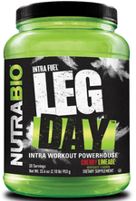 Load image into Gallery viewer, Nutrabio - Intra Fuel - Leg Day If you spend your gym time texting on the squat rack, Leg Day isn't for you. If the highlight of your workout was bragging about shorting Game Stop, take a pass. But if the clanging of iron and grunting of all-out effort is