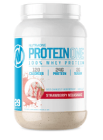 Load image into Gallery viewer, Protein One LOW SUGAR We know protein doesn't need to have a lot sugar to be delicious. All of our proteins have 2 grams of sugar or less per serving. NON-GMO We never compromise on quality. You will not find any genetically modified organisms in our prod