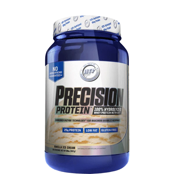 Hi-Tech Precision Protein 2lb 100% Hydrolyzed Whey Protein! 25 grams of Ultra-Premium Protein per serving! Only 2 grams of Fat and 2 grams of Carbs per serving! Gluten Free Hi-Tech Pharmaceuticals are proud to announce the latest breakthrough in Whey Prot