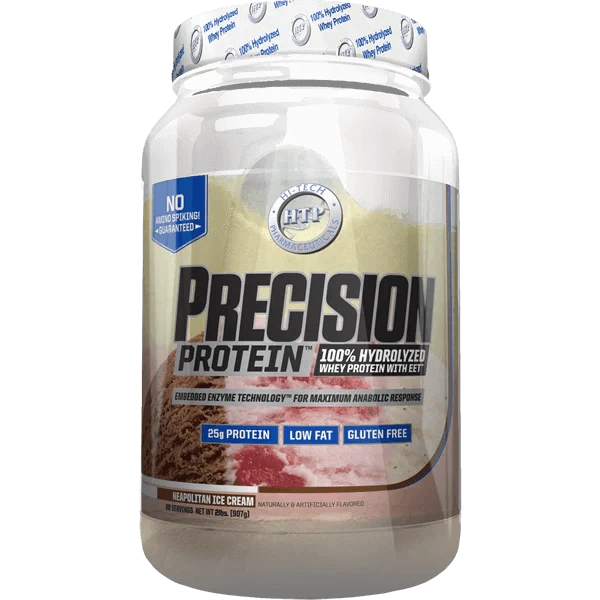 Hi-Tech Precision Protein 2lb 100% Hydrolyzed Whey Protein! 25 grams of Ultra-Premium Protein per serving! Only 2 grams of Fat and 2 grams of Carbs per serving! Gluten Free Hi-Tech Pharmaceuticals are proud to announce the latest breakthrough in Whey Prot