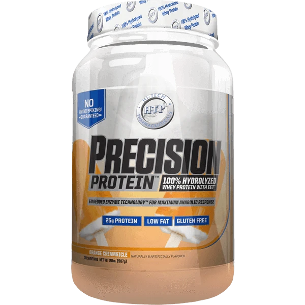 Hi-Tech Precision Protein 2lb 100% Hydrolyzed Whey Protein! 25 grams of Ultra-Premium Protein per serving! Only 2 grams of Fat and 2 grams of Carbs per serving! Gluten Free Hi-Tech Pharmaceuticals are proud to announce the latest breakthrough in Whey Prot