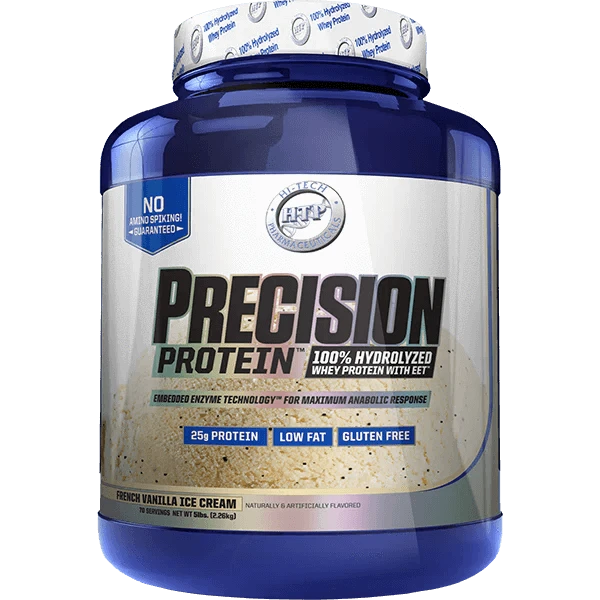 Hi-Tech Precision Protein 5lb 100% Hydrolyzed Whey Protein! 25 grams of Ultra-Premium Protein per serving! Only 2 grams of Fat and 2 grams of Carbs per serving! Gluten Free Hi-Tech Pharmaceuticals are proud to announce the latest breakthrough in Whey Prot