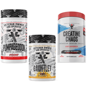 Frontline Formulations Gauntlet Pumpageddon Creatine Chaos Stack Pumpageddon Strap in! This concoction is for people that chase only the most ridiculous pumps! With a jaw dropping 7,000mg of L-Citruline Malate and key ingredients like nitrosigine, beta al