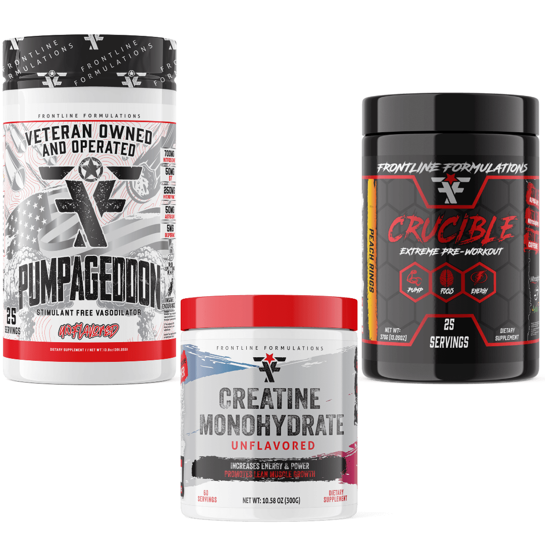 Frontline Formulations Hi Stim Preworkout Stack with Creatine Monohydrate Crucible is quickly becoming the HOTTEST preworkout on the market because of it's clinically dosed ingredients and perfected formula. Insane energy from 500mg of potent time-release