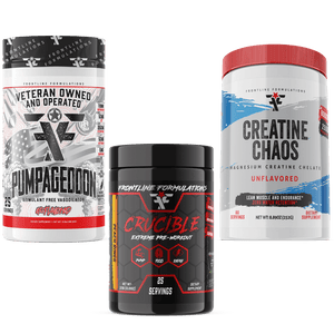 Frontline Formulations Hi Stim Preworkout Stack With Creatine Chaos Pumpageddon Strap in! This concoction is for people that chase only the most ridiculous pumps! With a jaw dropping 7,000mg of L-Citruline Malate and key ingredients like nitrosigine, beta