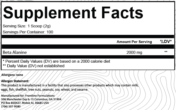 Frontline Formulations: Beta Alanine
