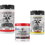 Load image into Gallery viewer, Frontline Formulations Gauntlet Pumpageddon Creatine Monohydrate Stack Gauntlet is quickly becoming one of the most sought after mid stim pres on the market! -boasting 275mg of caffeine combined with 50mg of astragin for almost instant absorption!-300mg o
