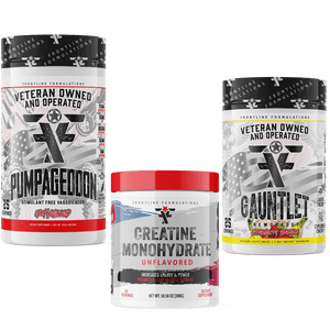 Frontline Formulations Gauntlet Pumpageddon Creatine Monohydrate Stack Gauntlet is quickly becoming one of the most sought after mid stim pres on the market! -boasting 275mg of caffeine combined with 50mg of astragin for almost instant absorption!-300mg o