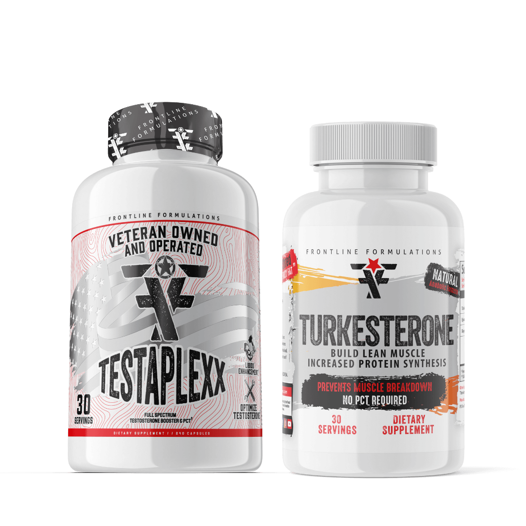 Frontline Formulations Testaplexx Turkesterone Stack Testaplexx Look and feel like a man! The king of blends of ingredients for men's health. There isn't an avenue that Testaplexx hasn't covered! Increasing testosterone isn't easy but when prostate, chole