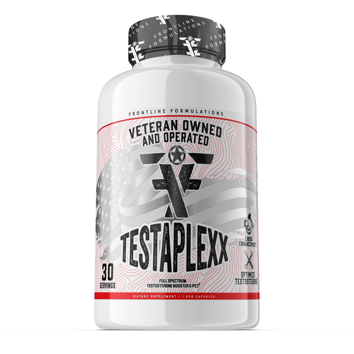 Frontline Formulations Testaplexx (PCT) Look and feel like a man! The king of blends of ingredients for men's health. There isn't an avenue that Testaplexx hasn't covered! Increasing testosterone isn't easy but when prostate, cholesterol, liver, kidney, c