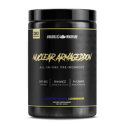 Nuclear Armageddon DETAILS: Nuclear Armageddon is the perfect marriage of energy and performance. L-Citrulline increases blood flow and dilates blood vessels. Betaine drives performance nutrients into the muscles faster. Rauwolscine elevates mood and fat