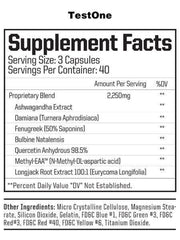 Test One DESCRIPTION TESTOSTERONE BOOSTER Testosterone is the most important hormone when it comes to men increasing energy, stamina and building lean muscle mass. TestOne is a natural testosterone booster that helps to improve muscle growth, fat loss, an