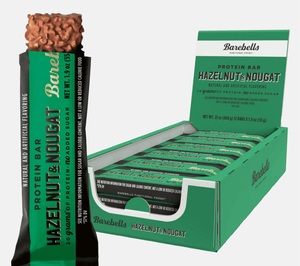 Barebells - Hazlenut Nougat Bars 12 Pack Inspired by the Nordic nature and its high mountains, forests and crisp air, we created the dreamiest chocolate delight ever. Barebells Hazelnut Nougat – a protein bar where smooth milk chocolate meets hazelnuts an