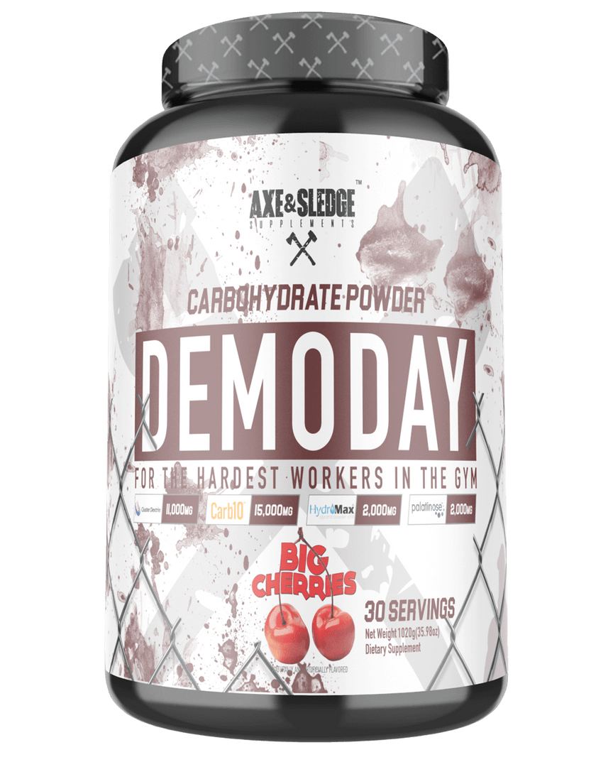 Demo Day - Axe and Sledge PERI-WORKOUT CARBOHYDRATE FORMULA THERE ARE PLENTY OF CARBOHYDRATE POWDERS IN THE SPORTS NUTRITION INDUSTRY, BUT NONE OF THEM COMPARE TO DEMO DAY. WITH FOUR PATENTED INGREDIENTS, WE’VE CREATED ONE OF THE MOST VERSATILE CARBOHYDRA