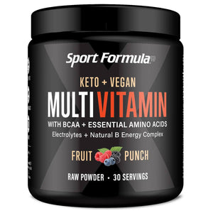 Sport Formula Powder Multivitamin with BCAA, Essential Amino Acids, Deigestive Enzymes and more, 30 day supply (30 packets) Keto Diet Friendly (less than one carb) 4 calories Cold processed, Raw Powder Multivitamins with BCAA and Essential Amino Acids, Di