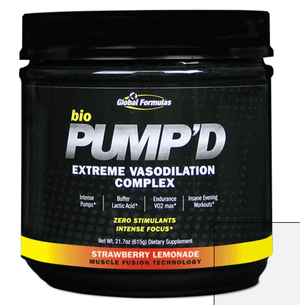 Global Formulas - bioPUMP'D Description Global Formulas Pump'd Extreme Vasodilation Complex delivers intense muscle pump with zero stimulants, amazing endurance with VO2 Max and delivers insane evening workouts. Muscle Fusion Technology. The most INTENSE,