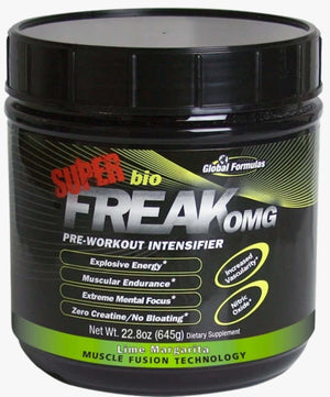 Global Formulas - Super bioFREAK SUPER bioFREAK OMG Super bioFREAK OMG will take your workout to levels never felt before. You will experience increased strength, endurance, dialed-in focus, elevated pumps/vascularity, and non-stop energy to push you thro