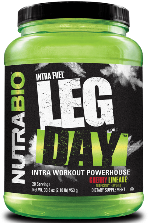 Nutrabio - Intra Fuel - Leg Day If you spend your gym time texting on the squat rack, Leg Day isn't for you. If the highlight of your workout was bragging about shorting Game Stop, take a pass. But if the clanging of iron and grunting of all-out effort is