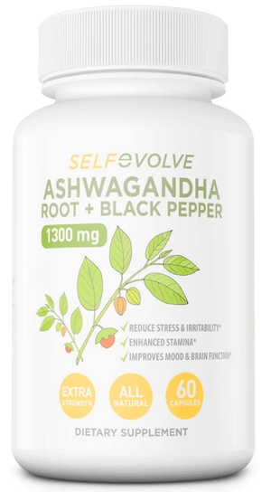 Selfevolve - Ashwagandha Root with Black Pepper Ashwagandha is a powerful adaptogen that helps the body adapt to stress Supports Restful Sleep, Relaxation, and Mood Help Support Healthy Energy Levels Black Pepper Extract for Maximum Absorption