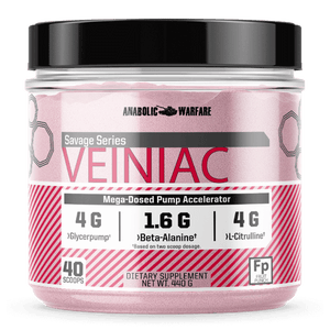 Veiniac DETAILS: Veiniac is a mega dosed powder pump product with over 16 grams of active pump and performance accelerators. With quick acting ingredients and a 2 Stage Pump Delivery System, you’ll be ready for anything your training throws at you. If you