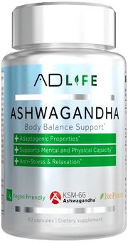 ADLife Ashwagandha DESCRIPTION Society has never been so vulnerable to stressors. Mental health problems, adrenal fatigue and physical exhaustion have never been more prevalent. It’s times like these where we need every tool at our disposal to fight back.