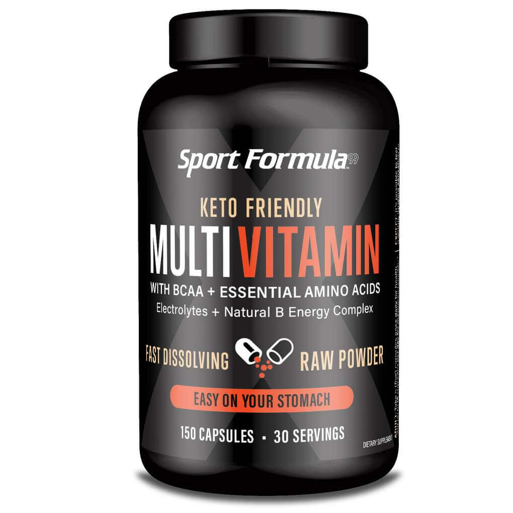 Sport Formula Powder Multivitamin with BCAA, Essential Amino Acids, Deigestive Enzymes and more, 30 day supply (30 packets) Keto Diet Friendly (less than one carb) 4 calories Cold processed, Raw Powder Multivitamins with BCAA and Essential Amino Acids, Di