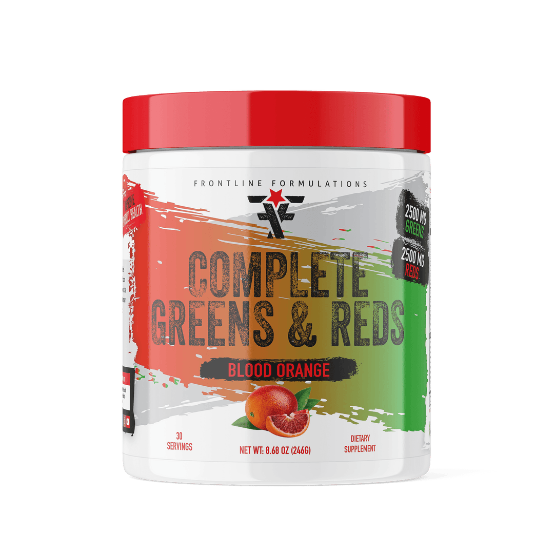 Frontline Formulations Complete Greens & Reds We know you don't get your greens or reds in. Don't worry, we aren't judging, because we have the TASTIEST answer for you!Introducing Complete Greens & Reds!Made with patented ingredients like Digezyme to prom