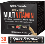 Load image into Gallery viewer, Sport Formula Powder Multivitamin with BCAA, Essential Amino Acids, Deigestive Enzymes and more, 30 day supply (30 packets) Keto Diet Friendly (less than one carb) 4 calories Cold processed, Raw Powder Multivitamins with BCAA and Essential Amino Acids, Di
