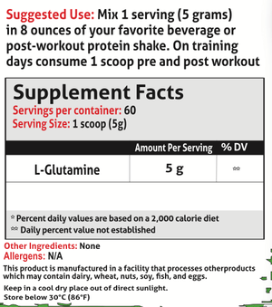 Frontline Formulation Glutamine Supports metabolic and heart health! Helps fuel post-workout recovery! Fantastic for gut barrier maintenance (gut health) when taken in the morning on an empty stomach! Wonderful support for normal immune function! Studies