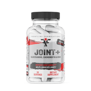 Frontline Formulations Joint+ Joint+ Glucosamine is used by the body to make other chemicals that build tendons, ligaments, cartilage, and the fluid that surrounds joints. Joints are cushioned by the fluid and cartilage around them. Taking glucosamine mig