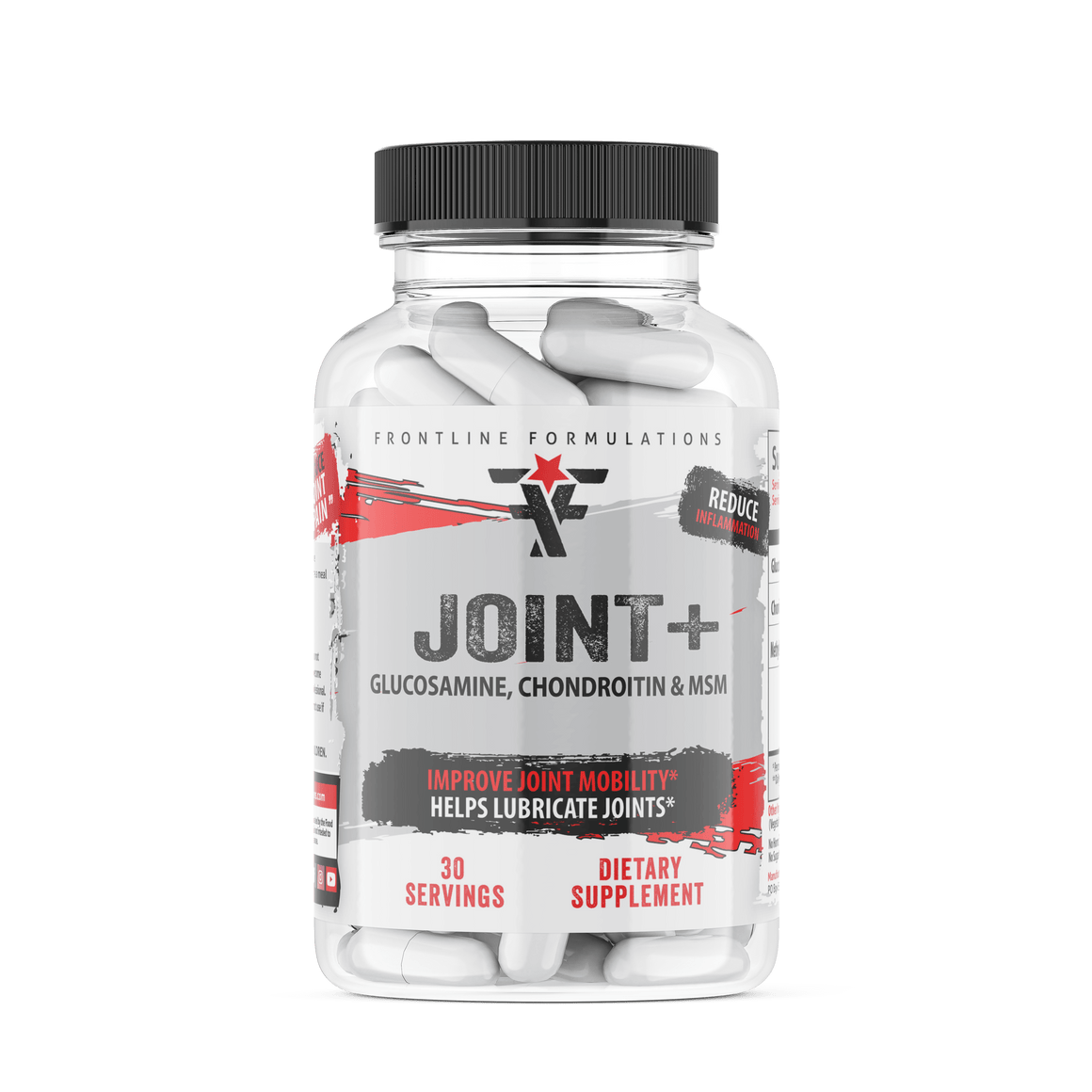 Frontline Formulations Joint+ Joint+ Glucosamine is used by the body to make other chemicals that build tendons, ligaments, cartilage, and the fluid that surrounds joints. Joints are cushioned by the fluid and cartilage around them. Taking glucosamine mig