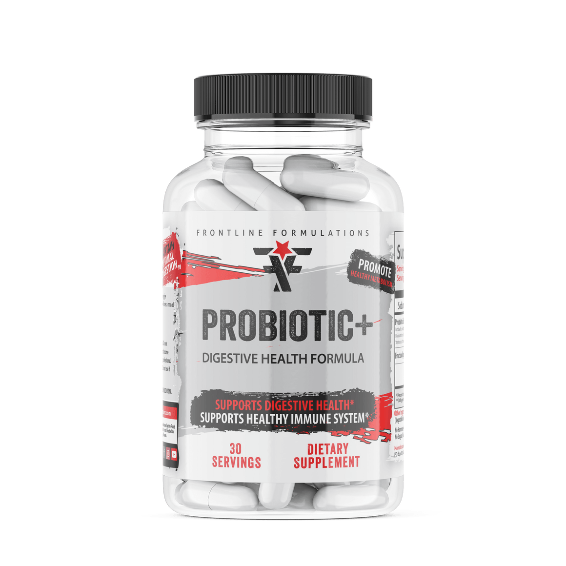 Frontline Formulations Probiotics+ Probiotic+ Probiotic supplement, 10 Stains with 20 billion active cultures: supports digestive and immune health with 20 billion cultures from 10 probiotic strains, our formula contains live microorganisms that helps kee