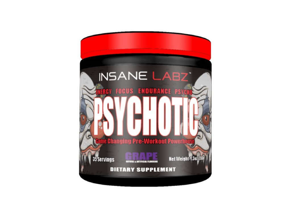 Insane Labs - Psychotic Pre Workout Insane Labz Psychotic Ingredients Supplement Facts Serving Size: 1 Scoop Servings Per Container: 35 Psychotic Blend 4459mg Beta Alanine, Creatine Monohydrate, Caffeine Anhydrous, AMPiberry (Juniperus Communis)(berry), H