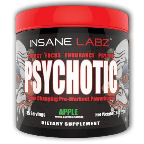 Insane Labs - Psychotic Pre Workout Insane Labz Psychotic Ingredients Supplement Facts Serving Size: 1 Scoop Servings Per Container: 35 Psychotic Blend 4459mg Beta Alanine, Creatine Monohydrate, Caffeine Anhydrous, AMPiberry (Juniperus Communis)(berry), H