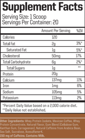 Roast One DESCRIPTION HIGH-POWERED COFFEE-INFUSED PROTEIN RoastOne is the perfect combination of 2 shots of espresso form the finest Arabica Coffee beans and 20 grams of high-quality whey protein, providing the energy and focus you need to fuel your day!