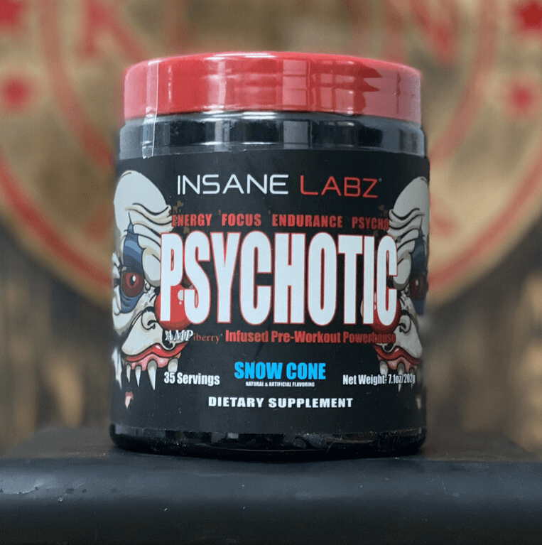 Insane Labs - Psychotic Pre Workout Insane Labz Psychotic Ingredients Supplement Facts Serving Size: 1 Scoop Servings Per Container: 35 Psychotic Blend 4459mg Beta Alanine, Creatine Monohydrate, Caffeine Anhydrous, AMPiberry (Juniperus Communis)(berry), H